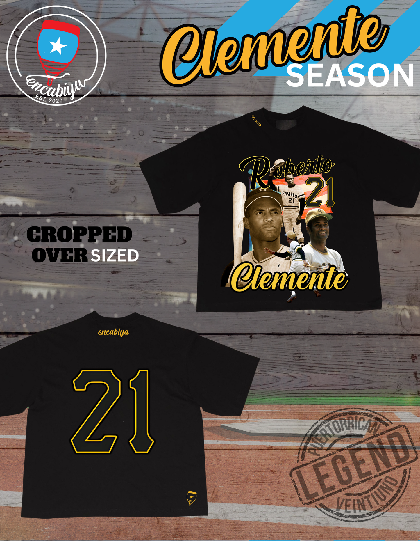 Clemente Season Oversized Cropped Tee- Roberto Clemente