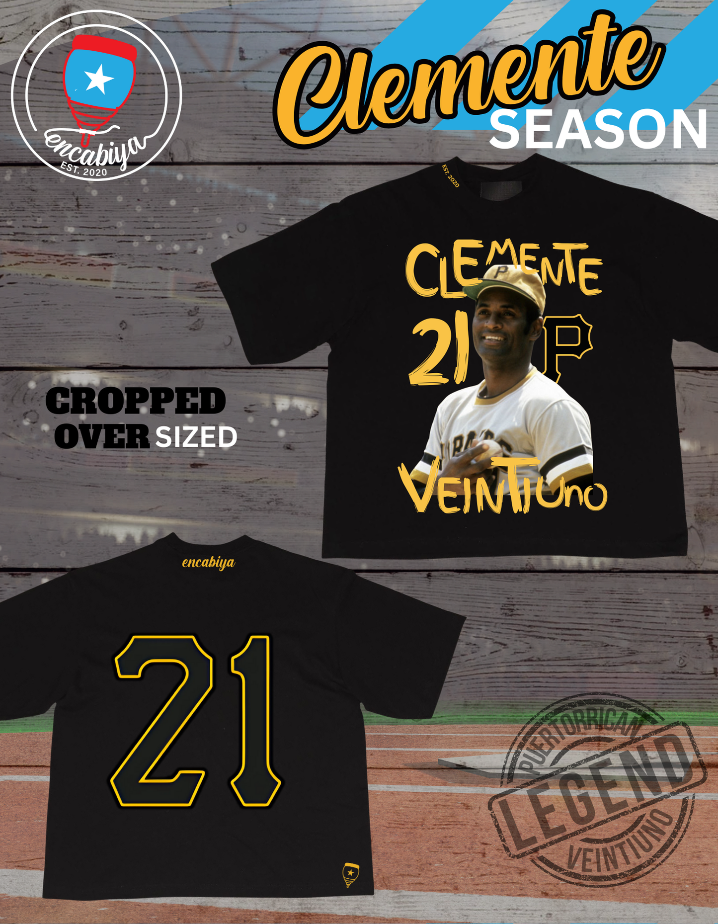 Clemente Season Oversized Cropped Tee- Veintiuno