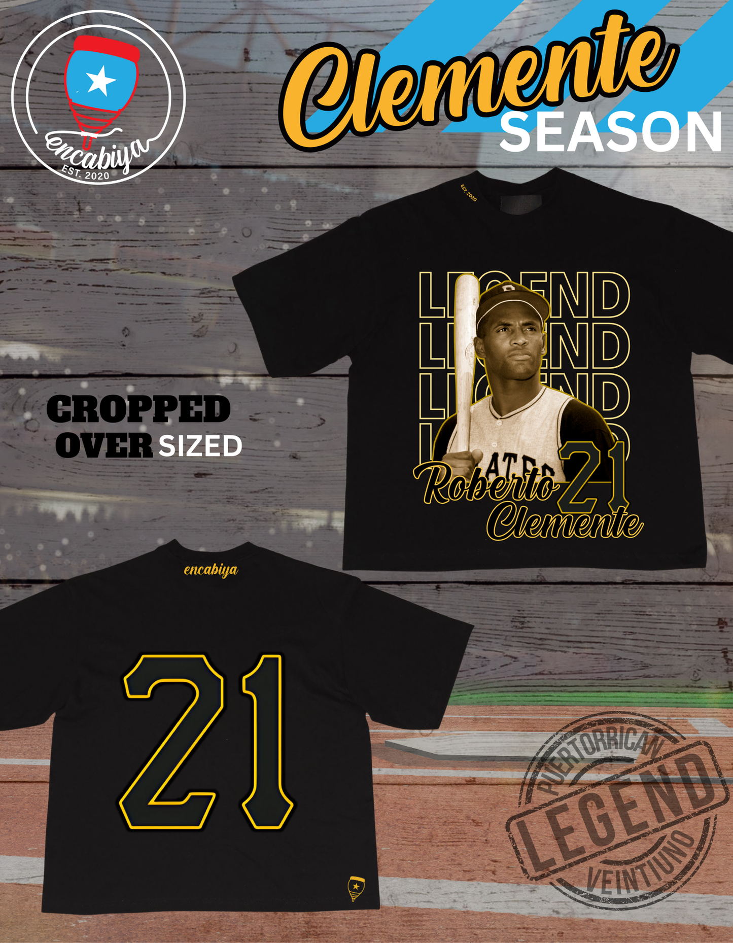 Clemente Season Oversized Cropped Tee-Legend