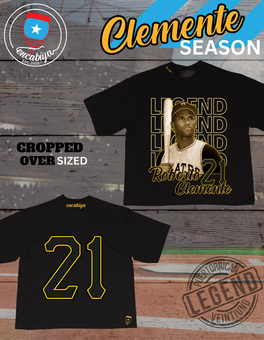 Clemente Season Oversized Cropped Tee-Legend